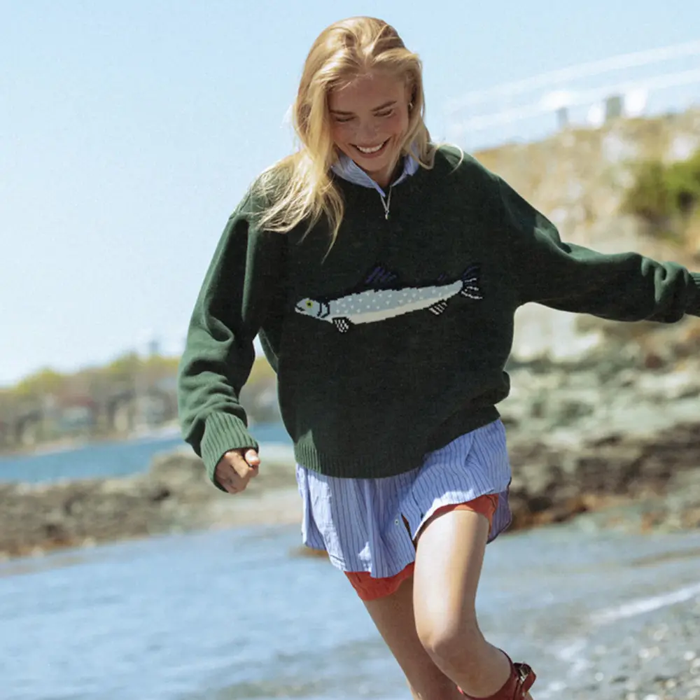 Fashionable new American retro sweatshirt, casual round-neck loose knit sweater