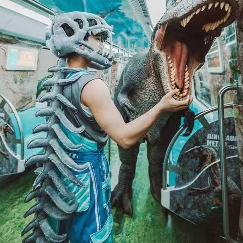 New dinosaur skeleton funny hood hat children's plush toys boys doll funny skeleton cross-border