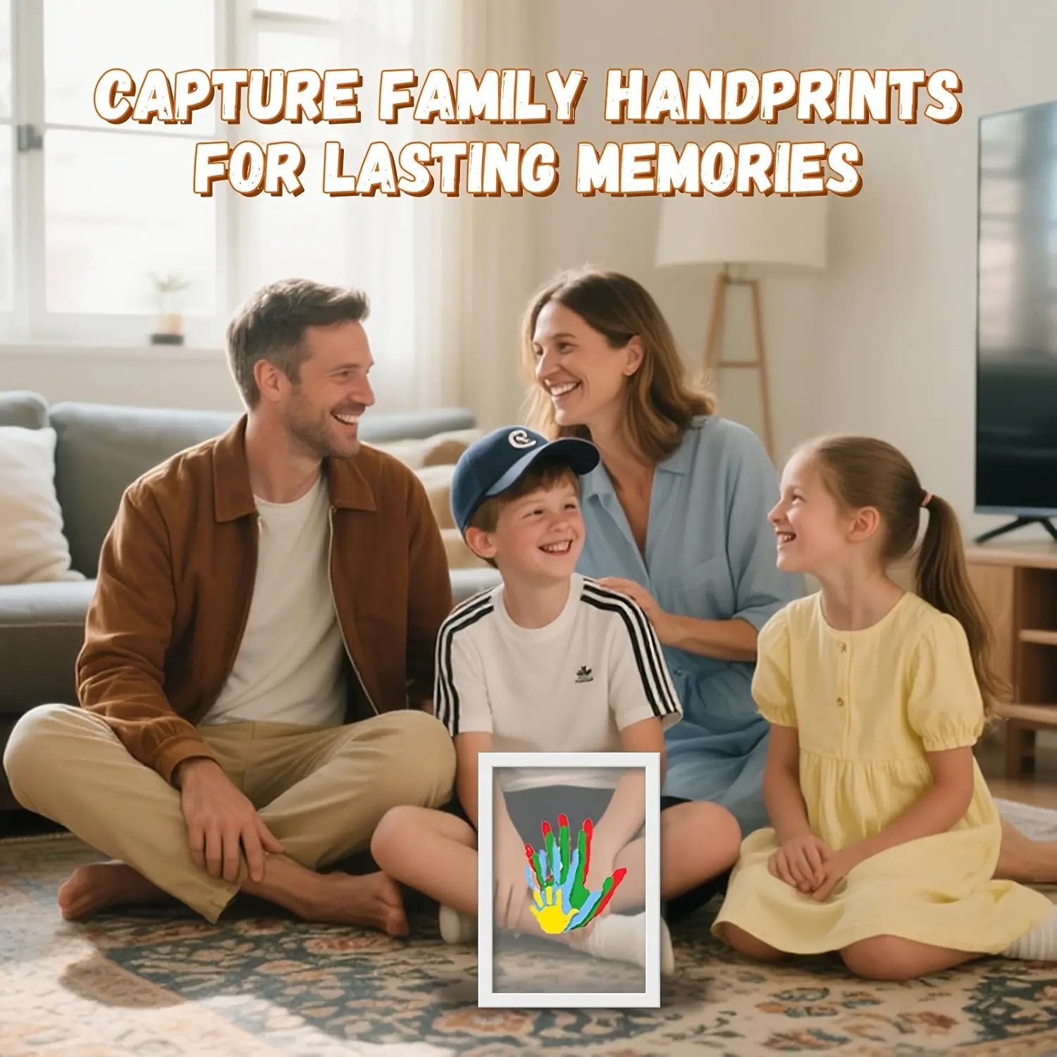 Family Handprint Footprint Keepsake Frame, DIY Baby Memory Picture Frame Kit with Non Toxic Paints, Personalized Family Gift for Newborn Baby, Parents & Grandparents