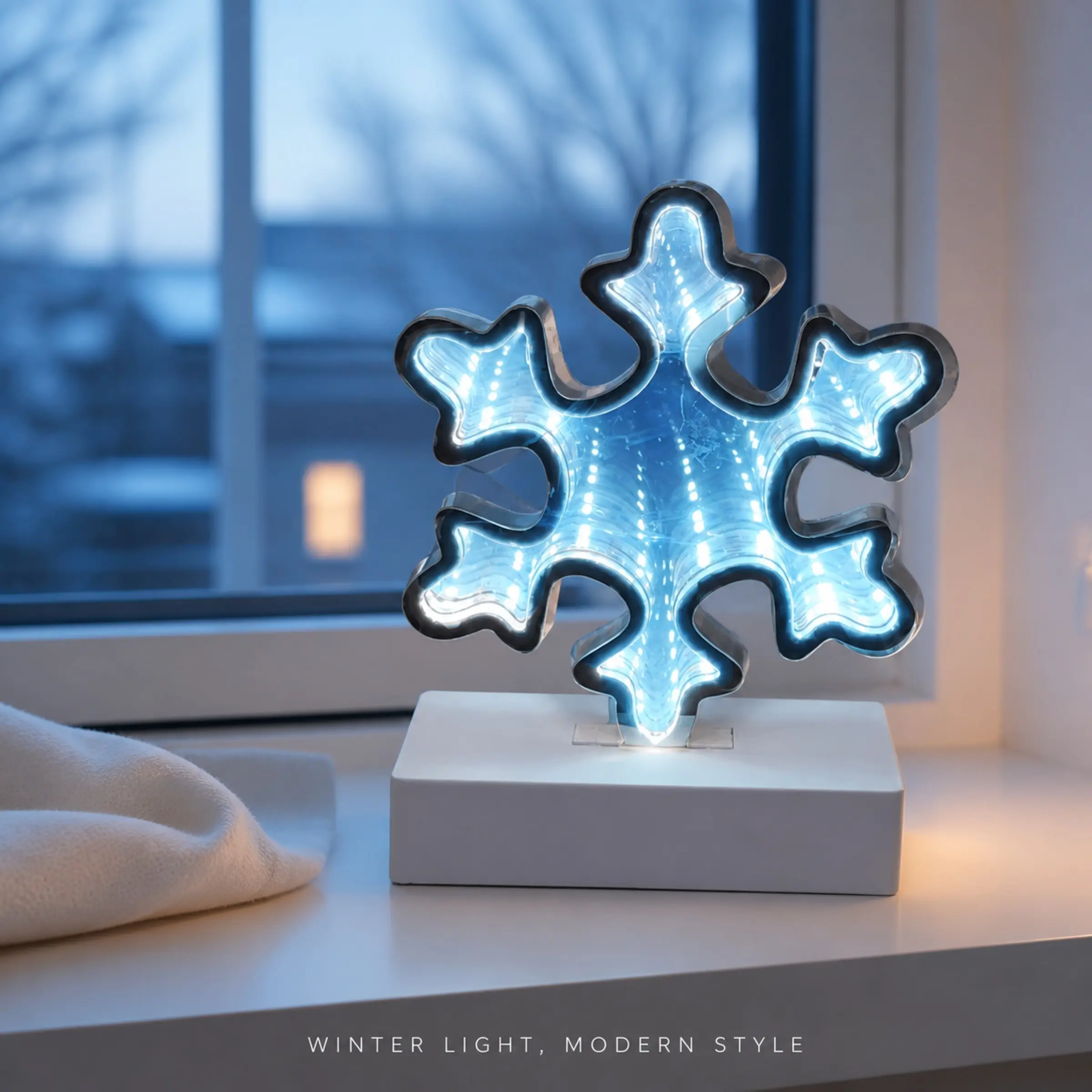 Christmas Desktop Ambiance Light, Mirror Tunnel Design, 3D Effect, Ideal for Bedroom, Hallway, Desk, Dining Table, Window Shelf, Winter Festive Decor