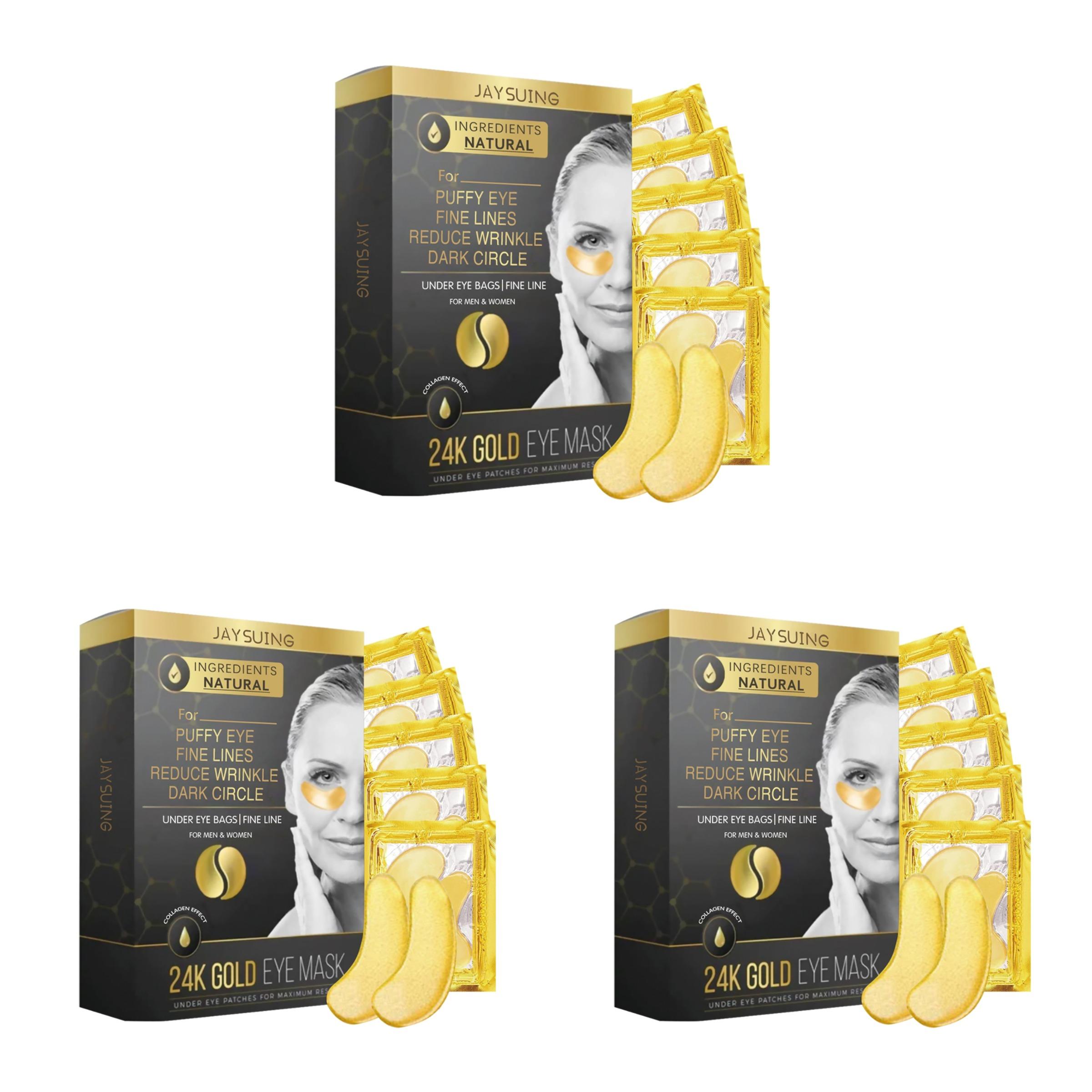 24k Gold Eye Mask with Hyaluronic Acid & Retinol, Collagen Natural Ingredients, Reduces Fine Lines Dark Circles, Moisturizing Firming Skin Care