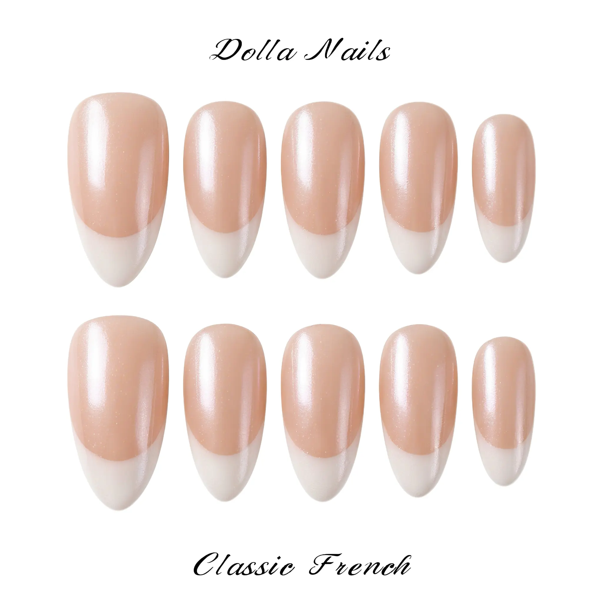 Dolla Nails 100% Handmade Press-On Nails, Minimalist Hailey Bieber French Tip, Reusable Salon-Quality Gel Manicure in Almond Shape, Nail, White Tip Art Press On False Nails