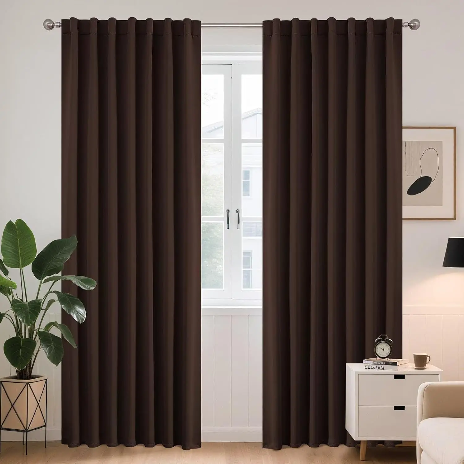 Blackout Curtains 84 Inch Long for Bedroom, Thermal Black Out Curtains 2 Panels Set, Room Darkening Drapes for Living Room Window (W52 x L84 Inch, Chocolate)
