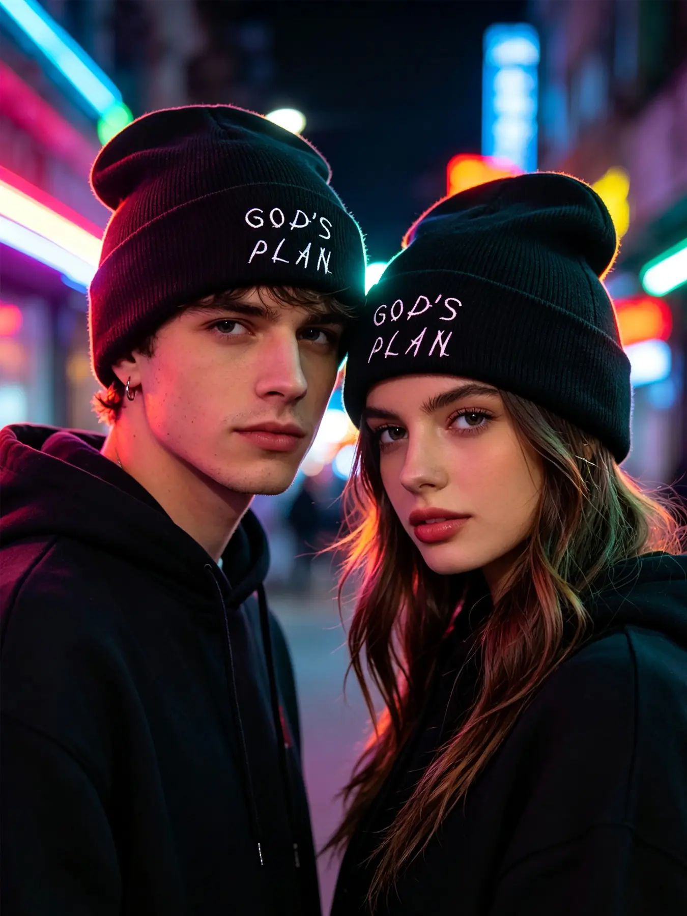 2pcs/1pc Unisex Knit Beanie Hat Letter Embroidery Knit Hats Winter Cuffed Hat for Men and Women Birthday Gifts Outdoor Halloween Holiday Hat