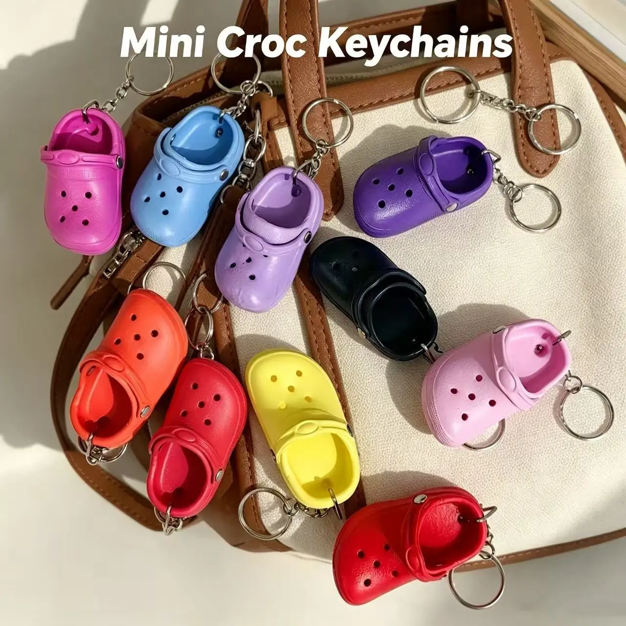 10 Piece Mini Keychain Rubber Slippers, Women's Cute Small Shoes, Lovely Charms, Backpack Gift, Fashionable Accessories