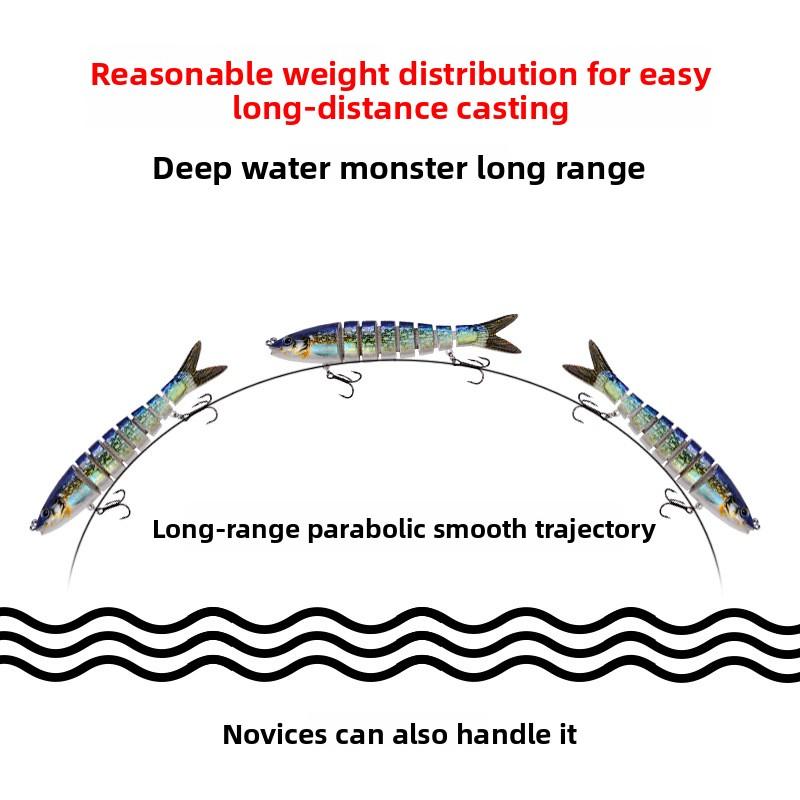 Multi Jointed Swimbait 13.5cm 19g Hard Fishing Lure Realistic 8-Segment Sinking Bionic Bait for Pike Bass Musky Freshwater Saltwater Fishing Tackle