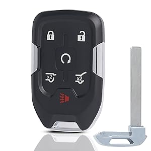 Key Fob Shell Case Replacement Compatible with GMC Yukon XL Chevy Suburban Tahoe 2015 2016 2017 2018 2019 2020 Keyless Entry Remote Control HYQ1AA 6 Buttons 1PCS Pad Cover