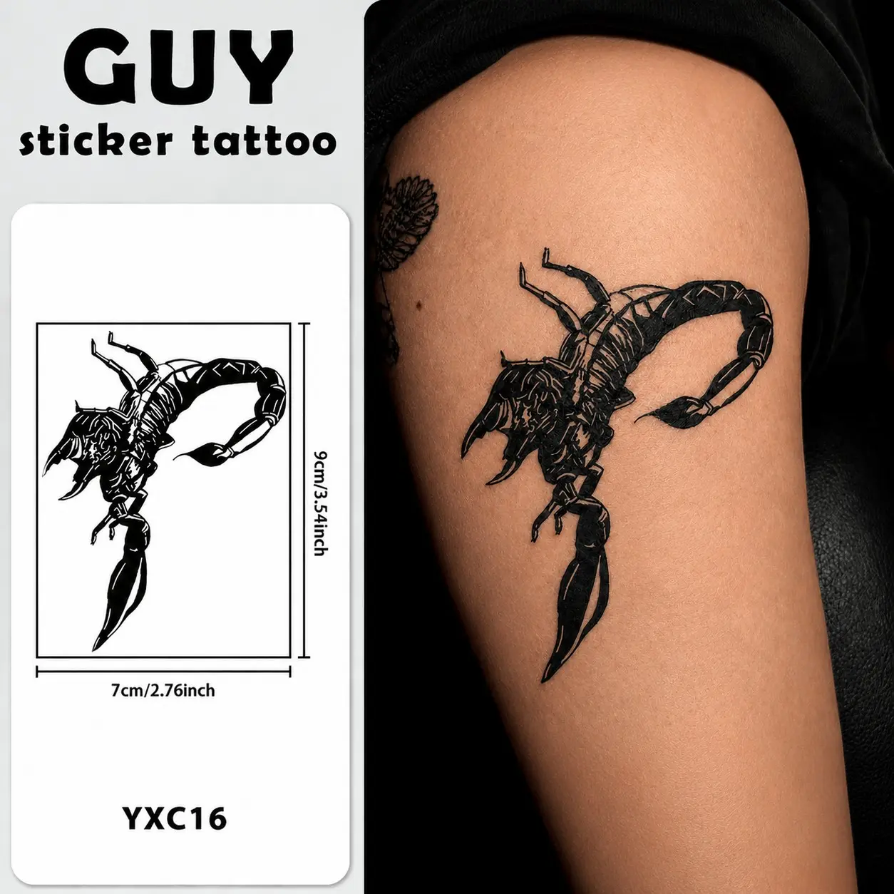 American Style Scorpion Tattoo Sticker, Bold Silhouette Art, Waterproof Sweat-Resistant, Long-Lasting, Perfect for Parties and Events