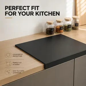 Black Thickened Acrylic Countertop Protector Mat With Raised Water Dam Edge, Waterproof & Scratch Resistant, Specially Designed For Kitchen Worktop Protection, Perfect Fit For Your Kitchen