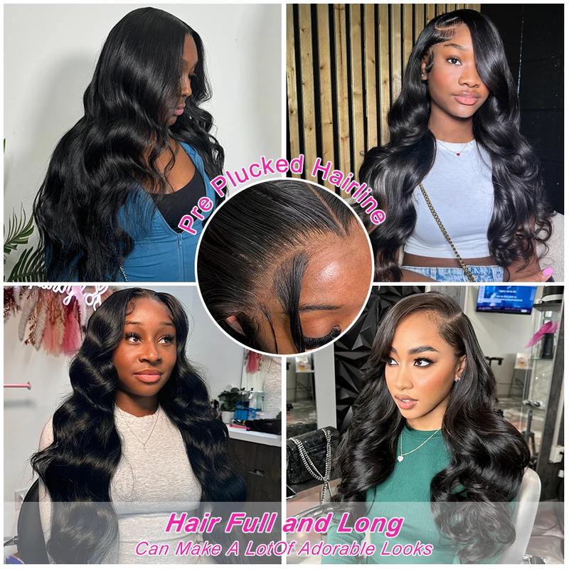 Bling Hair 13x6 Body Wave Lace Front Wigs Human Hair 180 Density HD Transparent Lace Frontal Wigs Human Hair Elastic Drawstring Glueless Wigs Human Hair Wig For Black Women