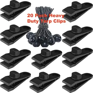 Tarp Clips Heavy Duty Lock Grip, 20 Pack Tarp Clamps Heavy Duty, Shark Tent Fastener Clips Holder, Pool Awning Cover Bungee Cord Clip, Car Cover Clamp