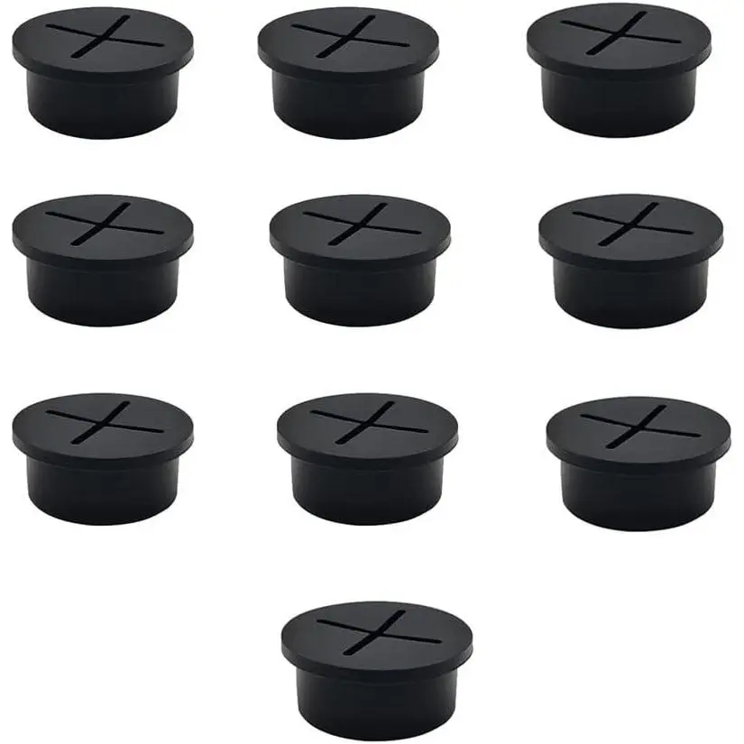 10 Pack 3/4 Inch Flexible Rubber Cable Grommets, Silicone Desk Wire Grommet for TV Console and Furniture, BlackGift