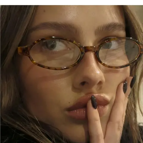 Women's Oval Small Frame Glasses, Y2K Retro Style Computer Glasses, Personalized Streetwear Eyewear, Plain Decorative Lens, All Seasons, Fashion Eyeglasses