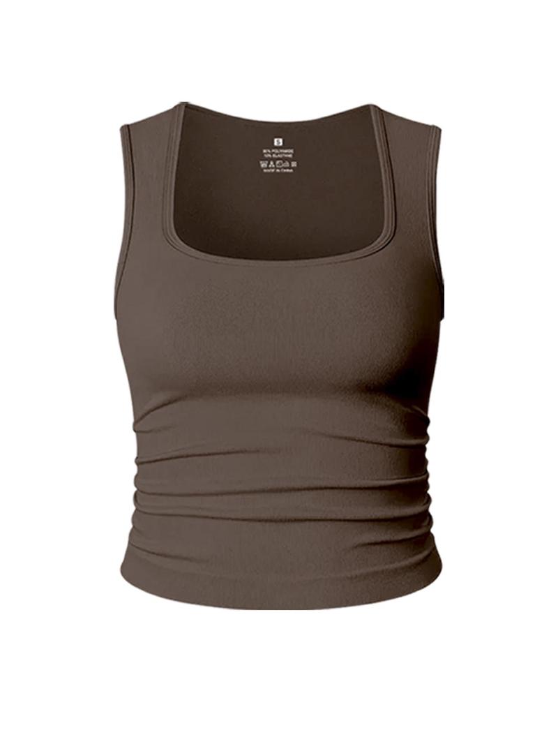 Women's Solid Color Ruched Design Crop Sports Tank Top, Sporty Sleeveless Top for Yoga Gym Workout Running, Ladies Sportswear for All Seasons, Gym Tops, Athletic Style Activewear, Breathable Athletic Workout Clothing