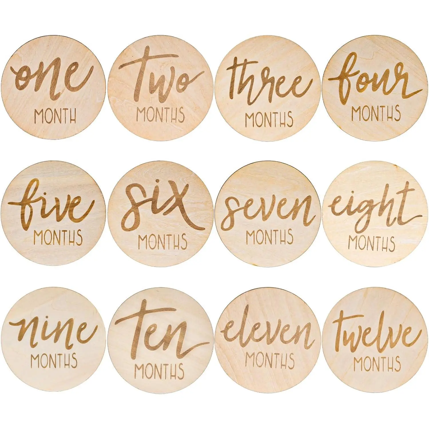 6 count Monthly Milestone Signs, Wooden  Monthly Cards Double Sided Photo Props for  Boys Girls Gifts