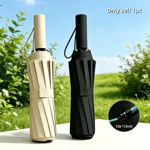 12-Bone Automatic Umbrella, Reinforced and Enlarged Sunshade, Foldable UV-Resistant Sunscreen, Portable Outdoor Protection, 1pc
