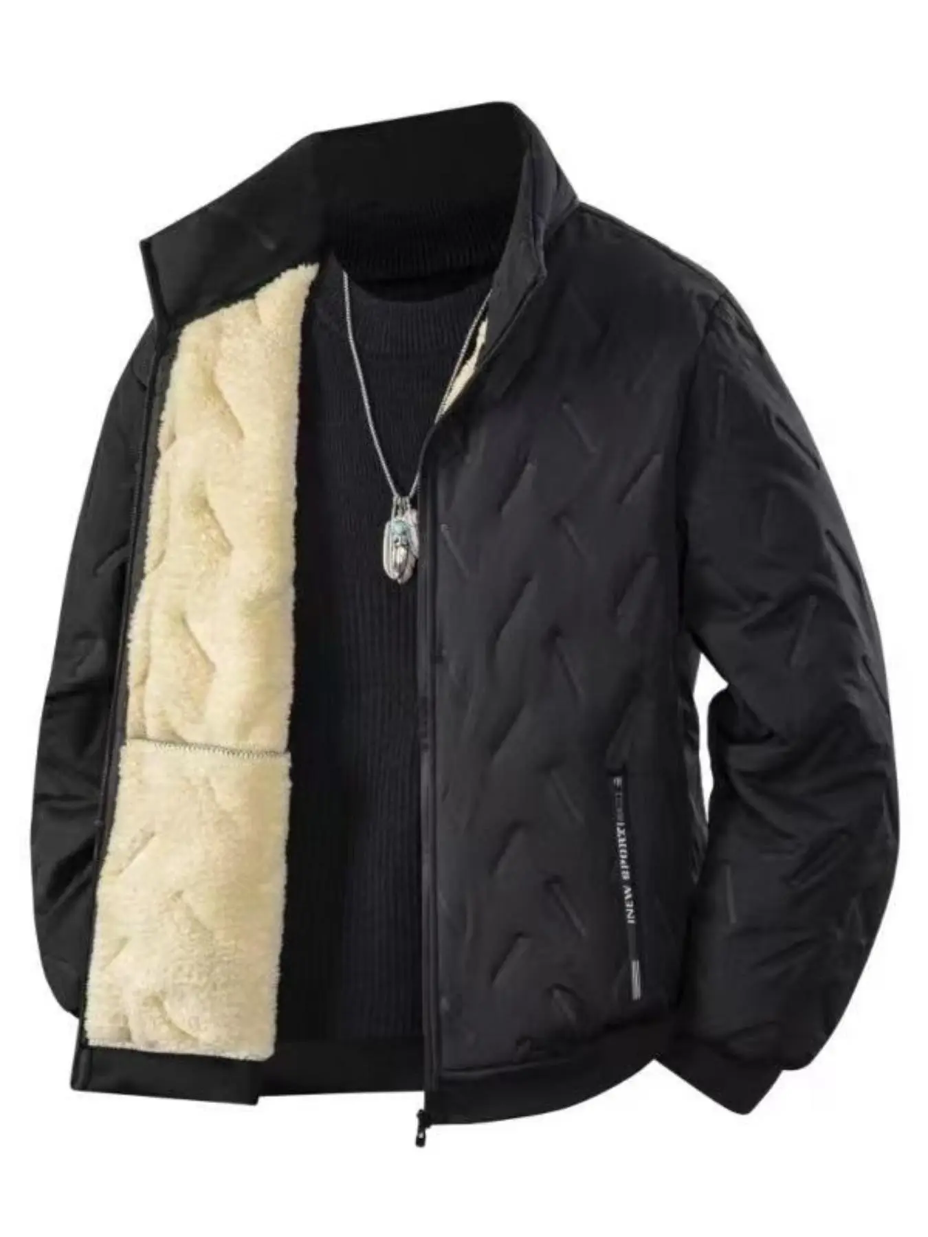 Men's Thick Sherpa Fleece Lined Winter Jacket Coats Windproof Water Resistant Stand Collar Quilted Zip Up Casual Warm Outerwear For Cold Weather