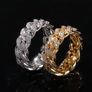 8mm Cuban Link Ring, 18K Thick Gold Plated CZ Iced Out Ring, Minimal Statement Masculine Jewelry, Modern Alpha Style Band, Clean Hip Hop Inspired Design, Strong Yet Elegant Fashion Accessory, Daily Wear Luxury Ring for Men & Women, Gift for Him