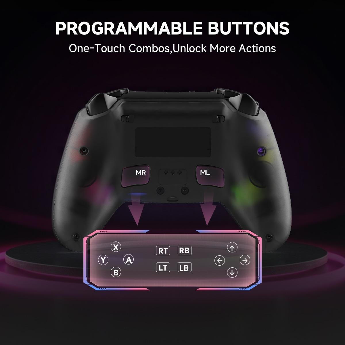 PS5 wireless bluetooth controller with RGB light macro programming Android ios/pc/steam/mac p5 gamepad Touchpad PS4 Turbo Set play vital accessories retro game console stick back lever thumbsticks grip dual vibration double Xbox Special Edition Controller