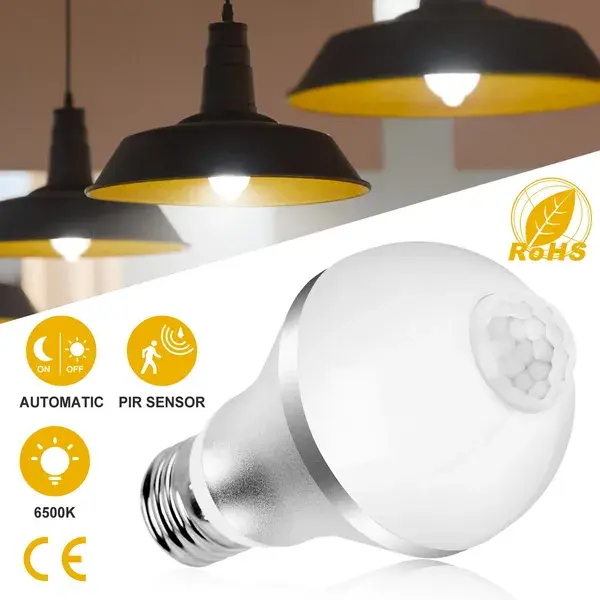 Motion Sensor Light Bulb 9W 5W 6500K Dusk To Dawn