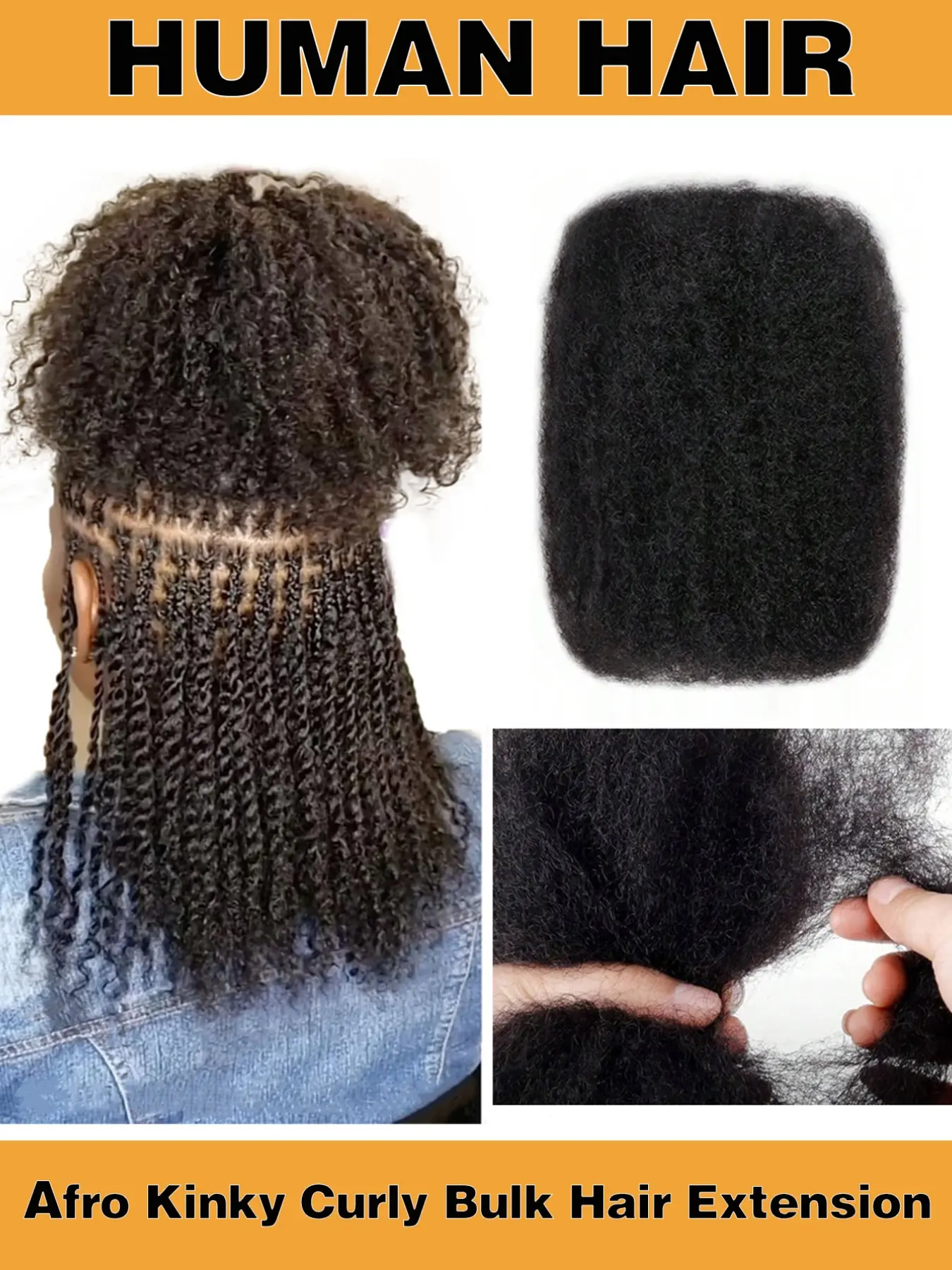 100% Human Hair Afro Kinky Curly Braiding Bulk Hair Extensions For Mini Twists No Weft Soft Locs Afro Kinky Straight Human Hair Extensions Natural Color Cuban Twist Hair Soft Locs Micro Spring Twist For Dreadlocks Loc Repair 10Inch