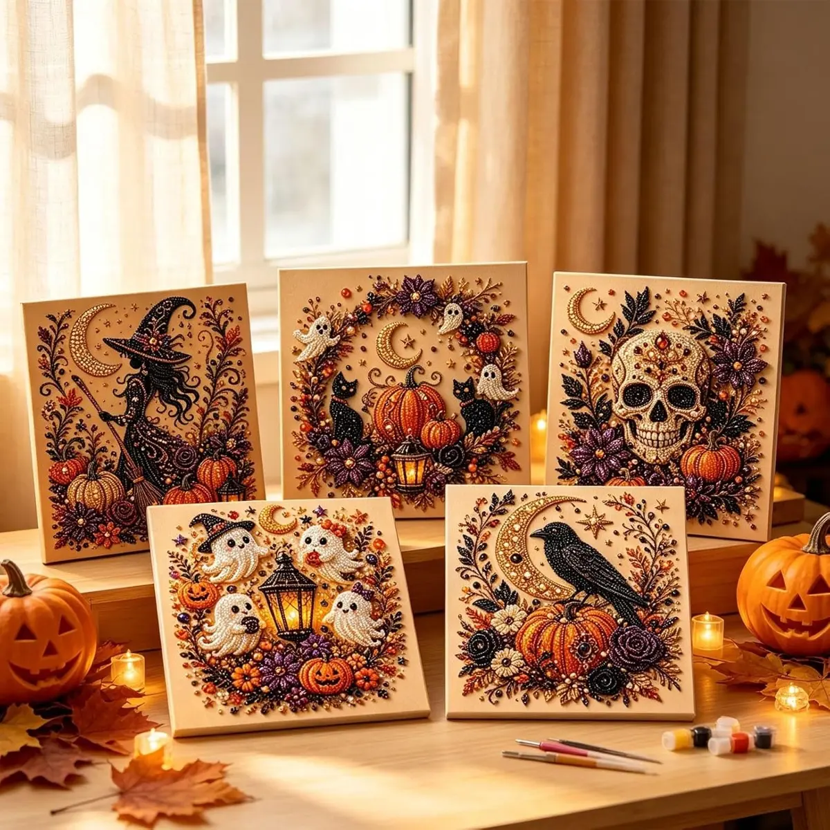 Halloween Christmas Pearl Painting Kit Creative Ghost Themed Craft Unframed Ideal for Fun Adult Projects Home Decor And Holiday Gifting DIY Christmas Pearl Diamond Painting Art, Frameless, Perfect for Adults and Beginners, 3D Diamond Painting, Home Wall D