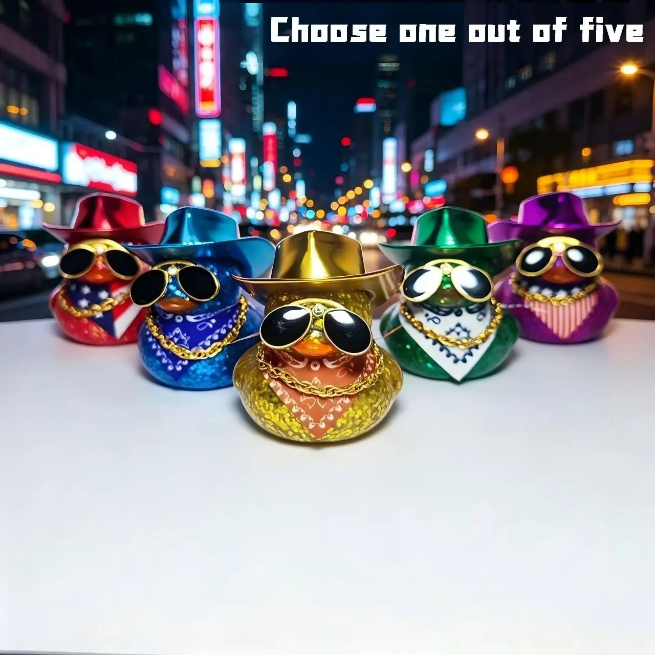 5 Colors Glittering Denim Rubber Duck, Glittering Dashboard Duck Decoration, Car Accessories, Car Interior Accessories, Car Ornaments - Ideal Birthday Gift for Car Enthusiasts, Truck Drivers and Car Lovers