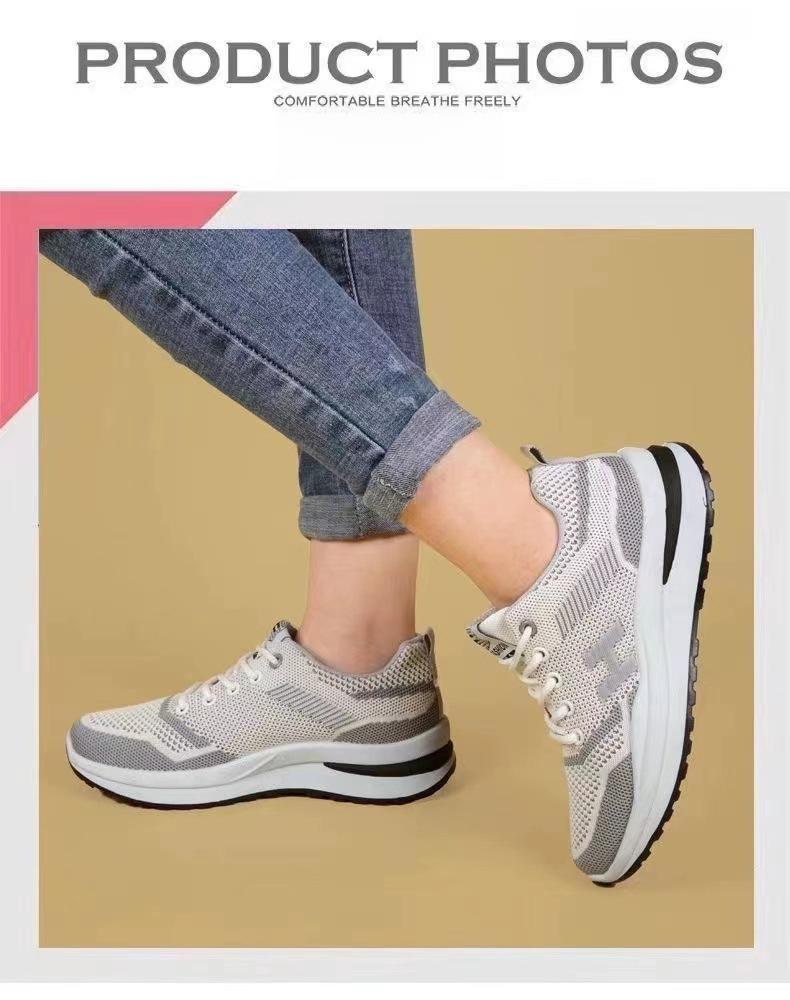 Spring and Summer New Flying Woven Women's Sneaker Fashionable All-Match Running Shoes Mesh Breathable Casual Shoes Female Student Shoes