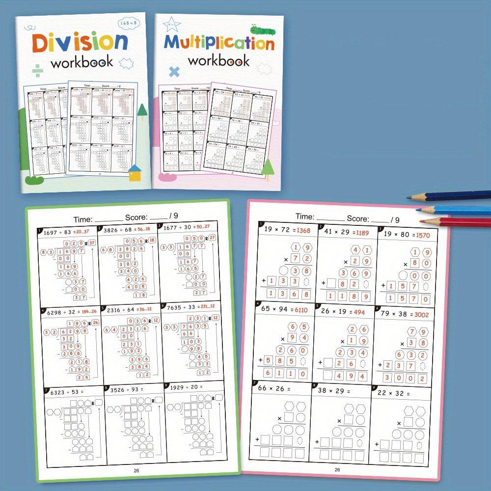 Multiplication Division Practice Books Set for Grades 3-5, Math Workbooks for Teenagers, Educational Mathematics Activity Book, Daily Practice Sheets, Learning Materials, Skill Improvement