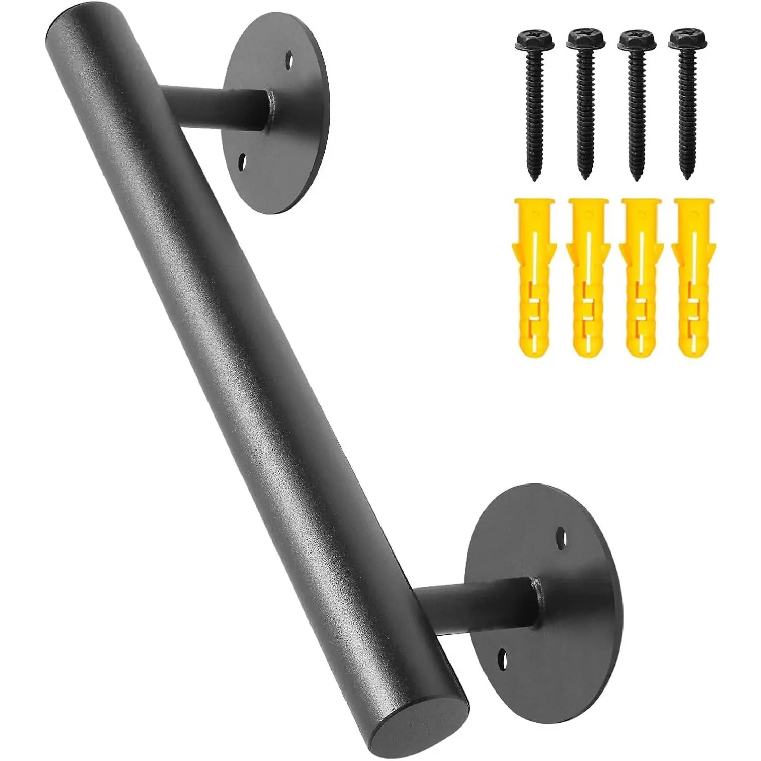1FT Matte Black Metal Stair Railing Handrail, Non-Slip Heavy Duty Indoor Outdoor Safety Grab Bar for Steps, Garage Basement Porch Deck, Handicap SeniorsGift
