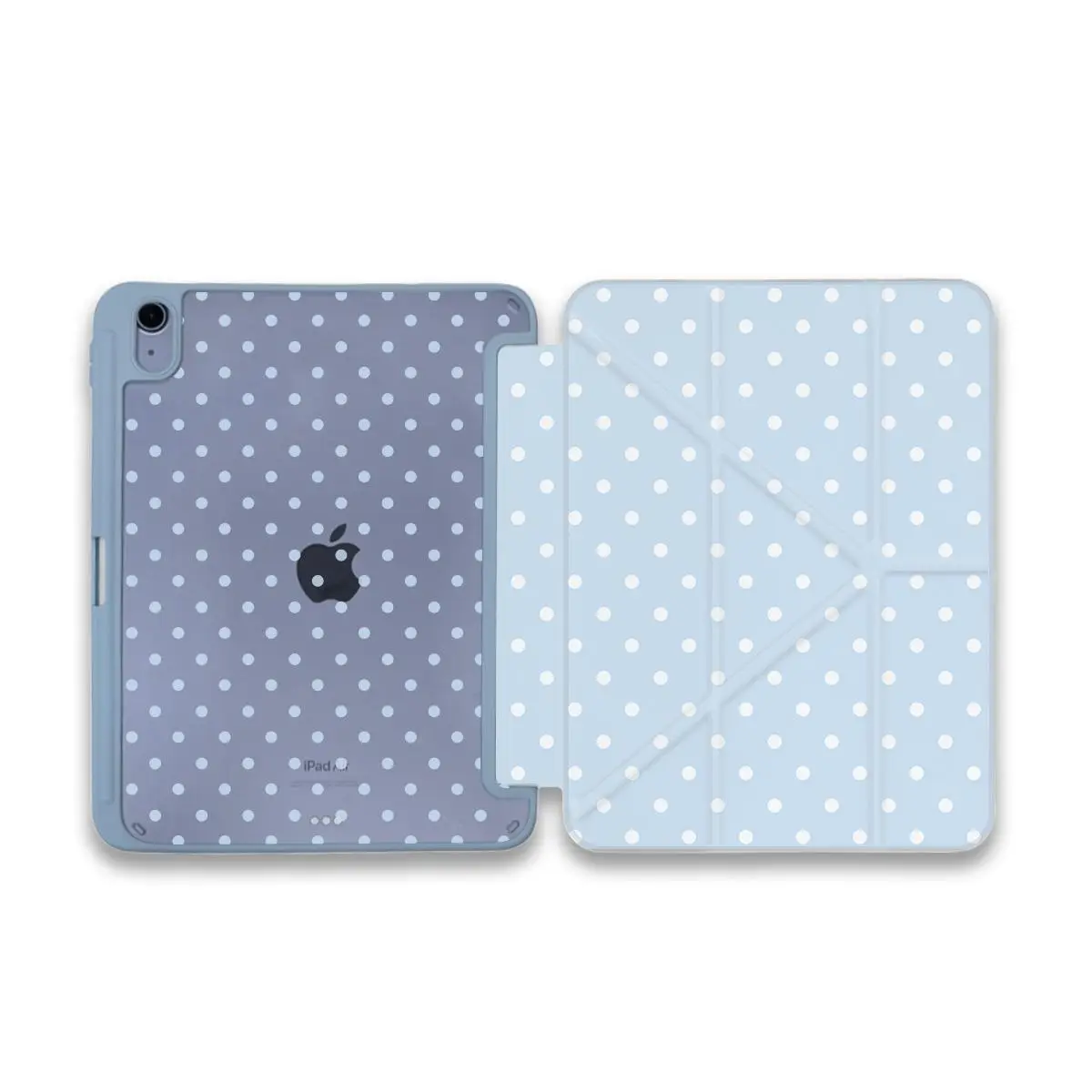 Cute Blue Dots iPad Case for iPad Pro 11-inch (2024) / iPad Air 6 (2024) / iPad mini 6, Silk Texture PC Back Cover with Pencil Holder