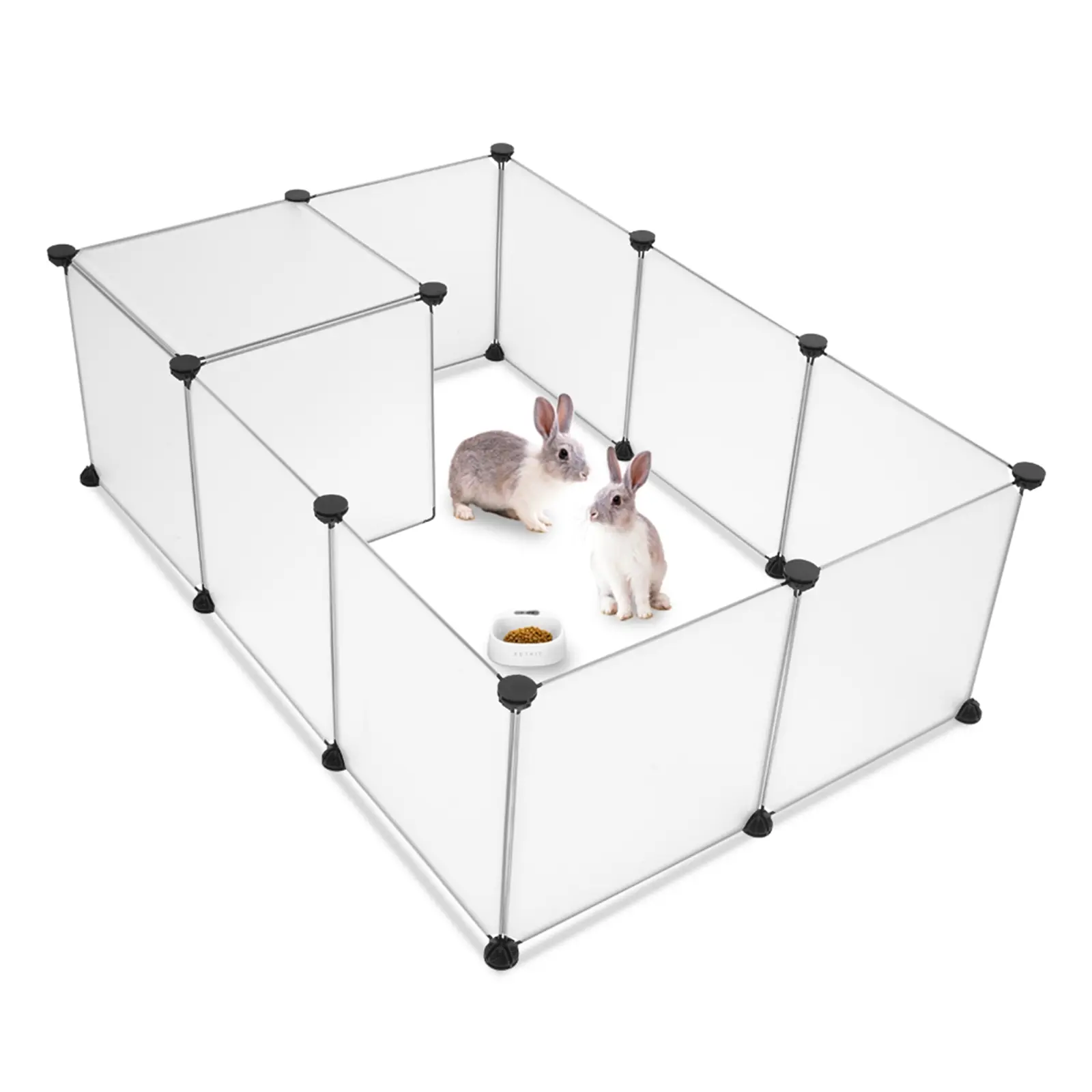 Freestanding Room Divider Screen - Folding Privacy Partition with Door, Portable Plastic Fence Panel for Living Room, Bedroom, Rabbit-Hamster Barrier & Playpen, Rabbits/Hamsters