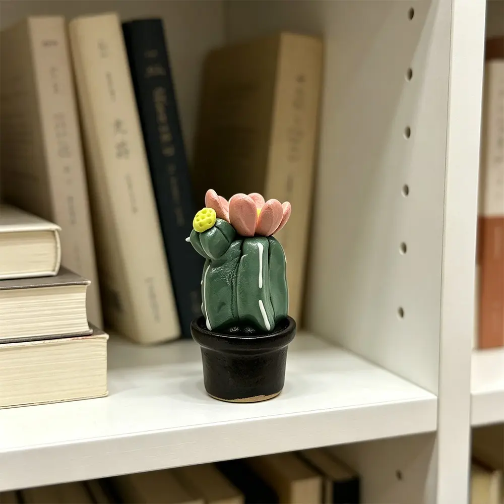 Handmade Ceramic Cactus Miniature, Flower Succulent Planter, Desk Decor, Office Shelf Ornament, Creative Birthday Gift