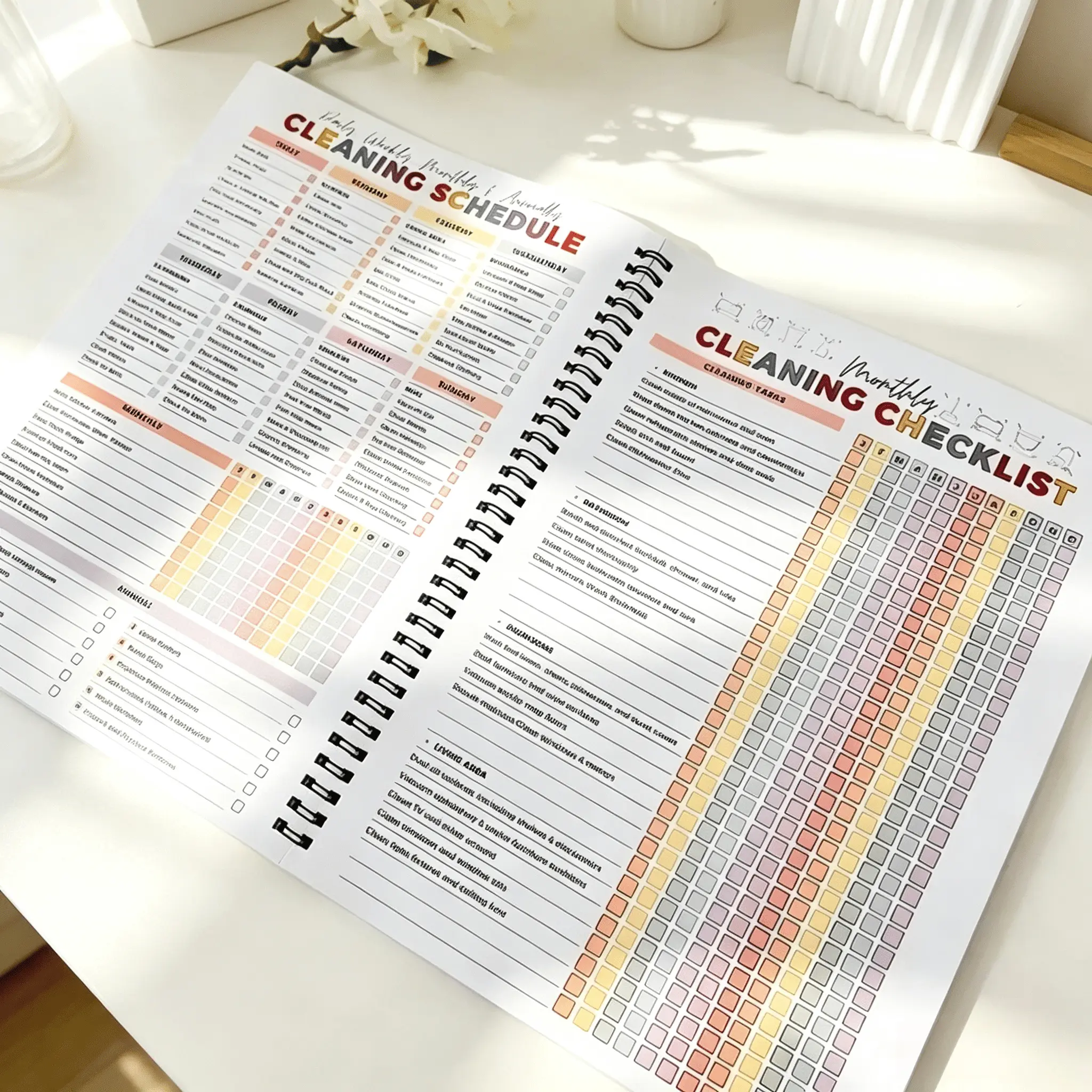 Cleaning Planner ADHD Focused Daily Weekly Monthly Schedule Checklist Notebook A4 Size for Home Office Dorm Durable Cover Smooth Pages Office Stationery Essential Plannerbook`