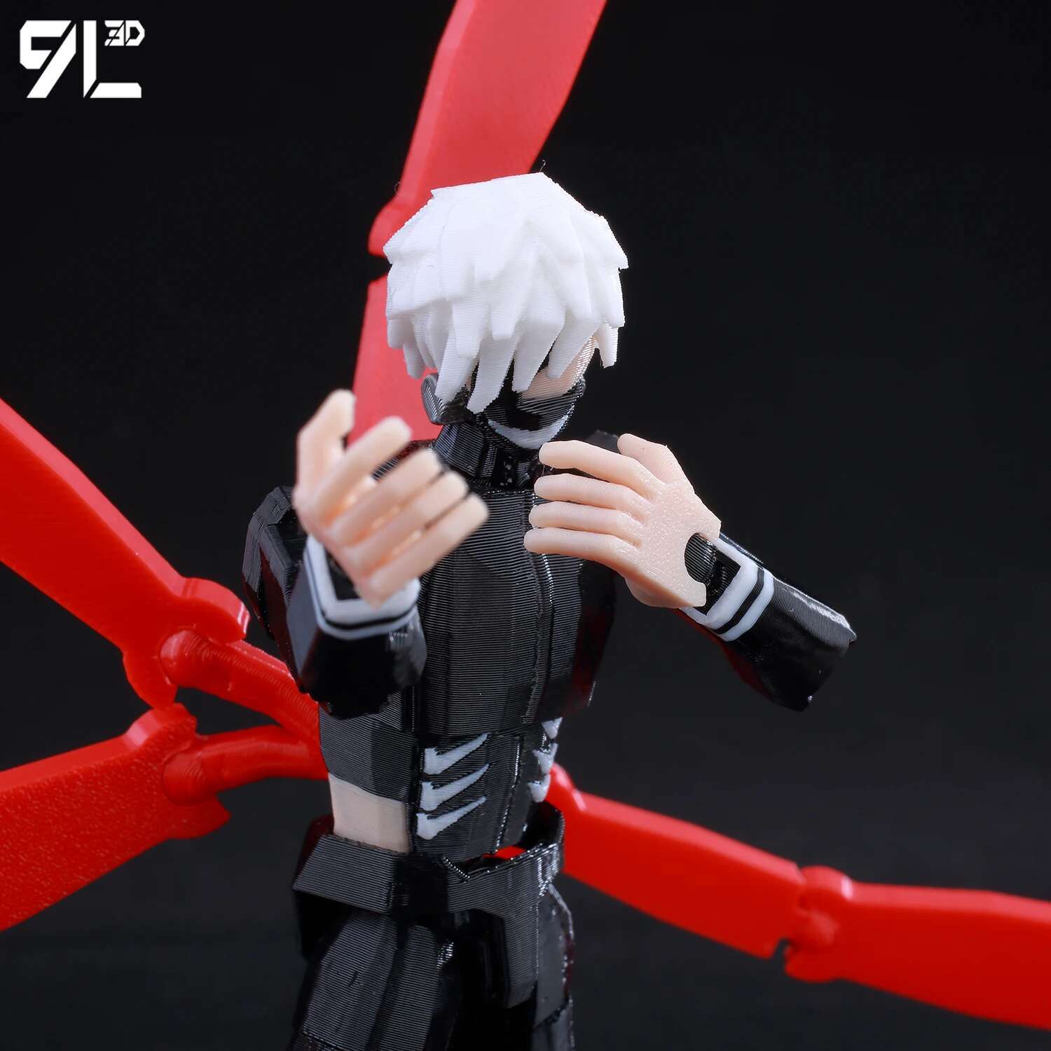 9L3D Lucky 13 Dummy 13 T13 - Kaneki Ken Tokyo Ghoul Awakened Rage Articulated Figure White Hair Red Eyes Extreme Combat Pose Toy