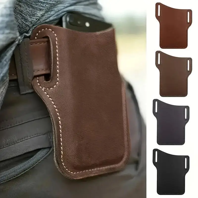 Men's PU Leather Retro Belt Bag with Belt Clip - Waist Pouch for Travel, Hiking - Mobile Phone Holster for Mobile Phones