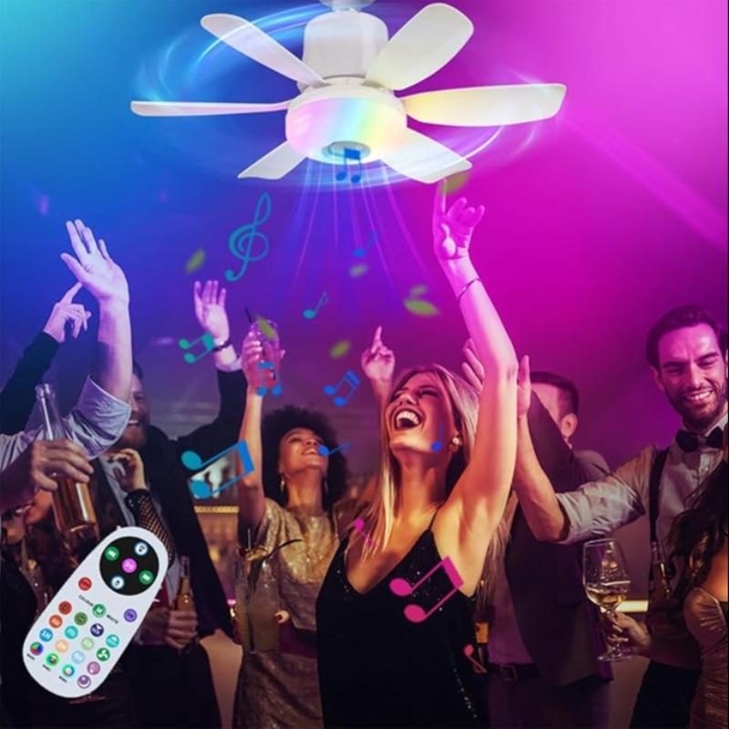 Remote Control Ceiling Fan Light with Bluetooth-compatible Speaker, RGB Fan Light with 3 Adjustable Brightness Levels, No Noise for Small Bedrooms and Indoor Parties