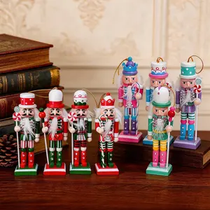 Wooden Hand-Painted Nutcracker Ornaments Set, Multicolor Christmas Tree Decorations, Festive Tabletop Decoration (random Style)