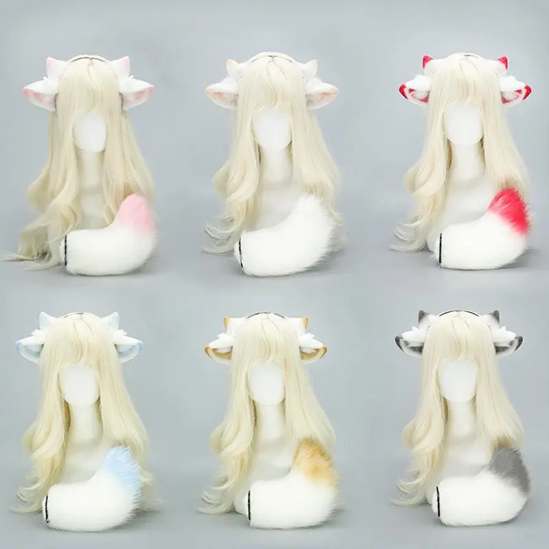 Sheep Ear Animal Ear Headband Sheep Tail Comic Show Cosplay Props Halloween Plush Sheeps Ear/Tail Set for Foreign Trade