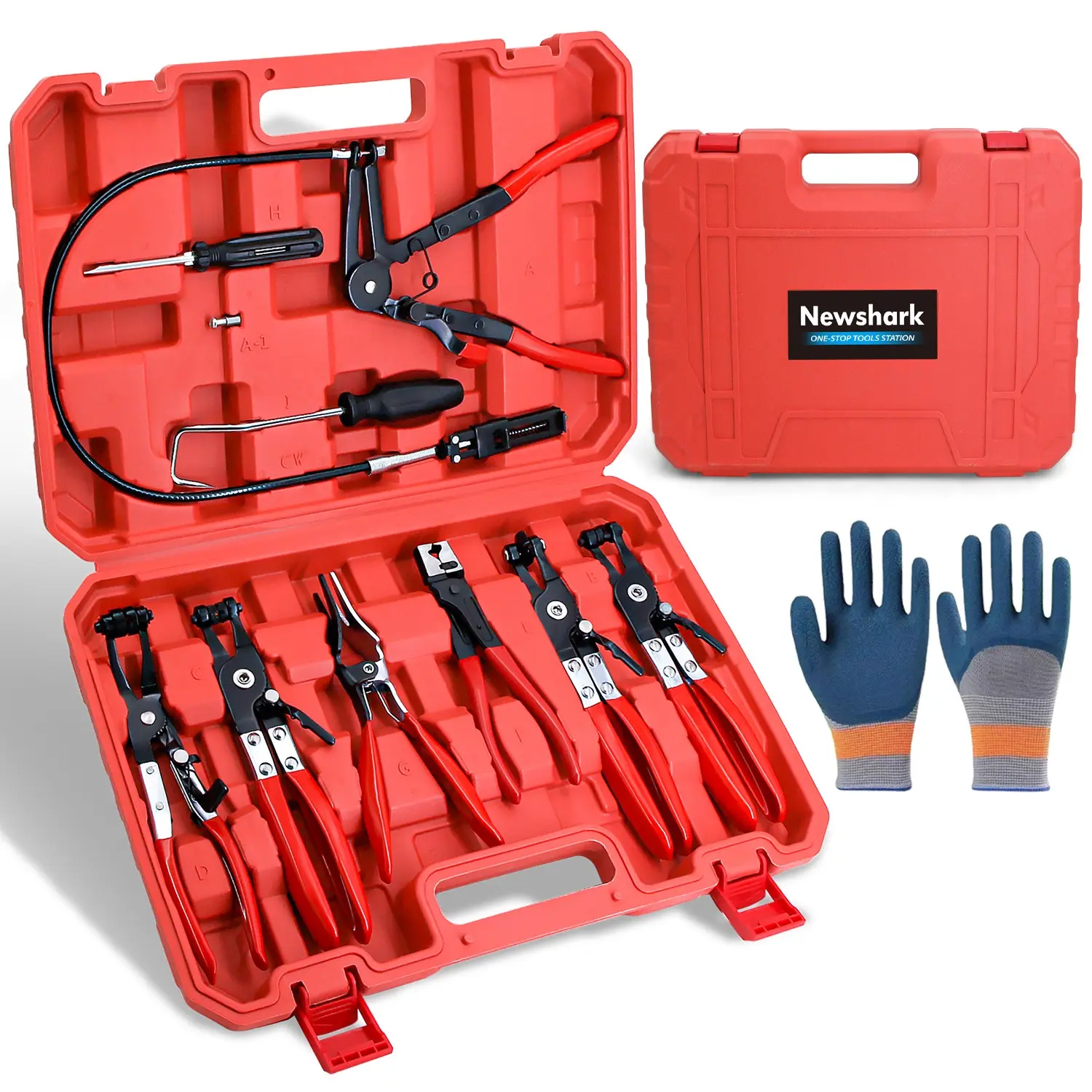 Soft Hose Clamps Tool Set with Gloves, Flexible Pipe Clamp Remover for Radiator, Heater, Water Pipes, Automotive Repair Tools