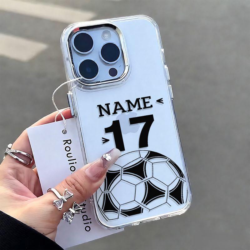 Transparent Hard Shell Phone Case for iPhone 17-7 Plus, Soccer Jersey Design, Clear Camera Cutout, Sports Style, Gift for Football Fans