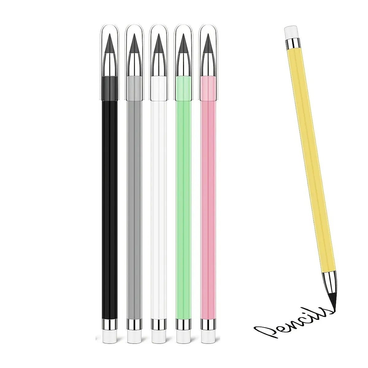 6pcs Black Infinity pencils with eraser, perfect for writing and drawing at home, office, and school, Mechanical Pencils Set, Mechanical Pencil Pack