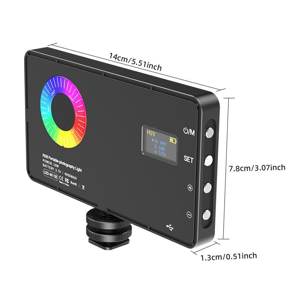 Metallic LED Selfie Light, Portable RGB Video Light, Camera Fill Light, Rechargeable Dimmable Clip-On Panel Lamp for iPhone and Smartphones, Selfie Accessory