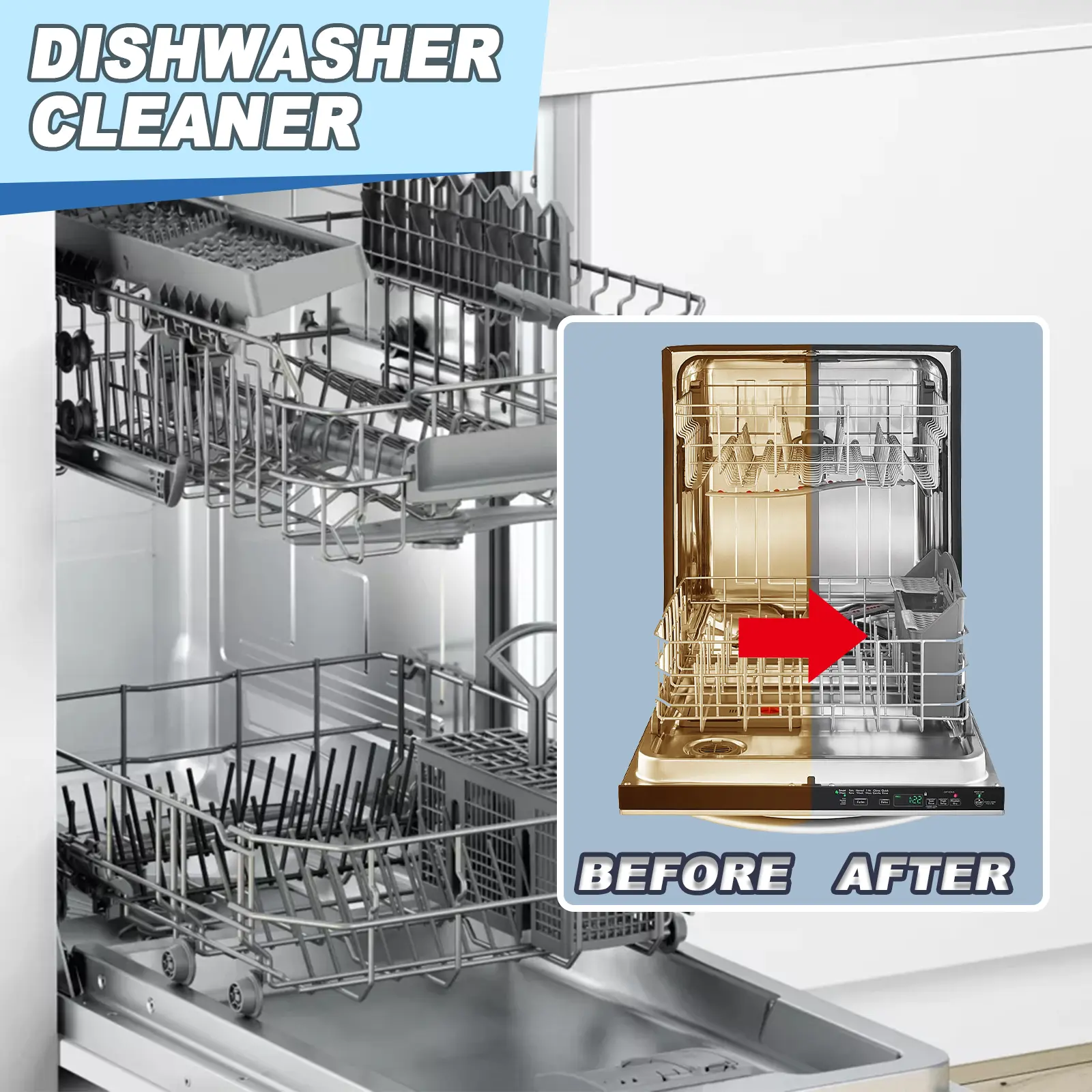 Jue-Fish Dishwasher Cleaning Sheet Desktop Built-In Drawer Dishwasher Cleaning Sheet For Decontamination And Oil Stain Removal