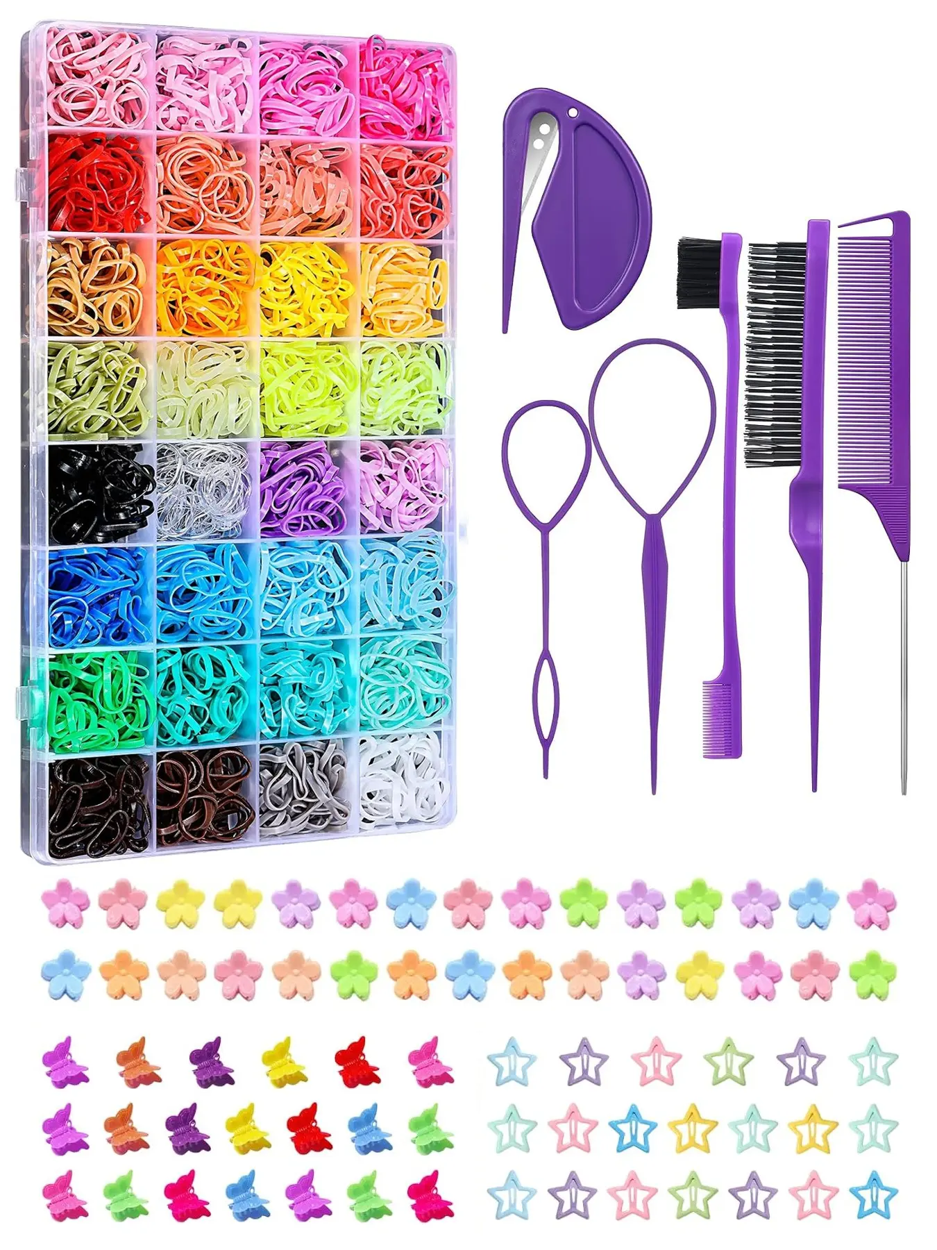 2077 Pcs Hair Accessories for Girls, Ponytail Holders, Toddler Hair Ties, Mini Clip Hair Clips, Rubber Bands Set, Kids Hairstyling Essentials, Hair Accessory Set