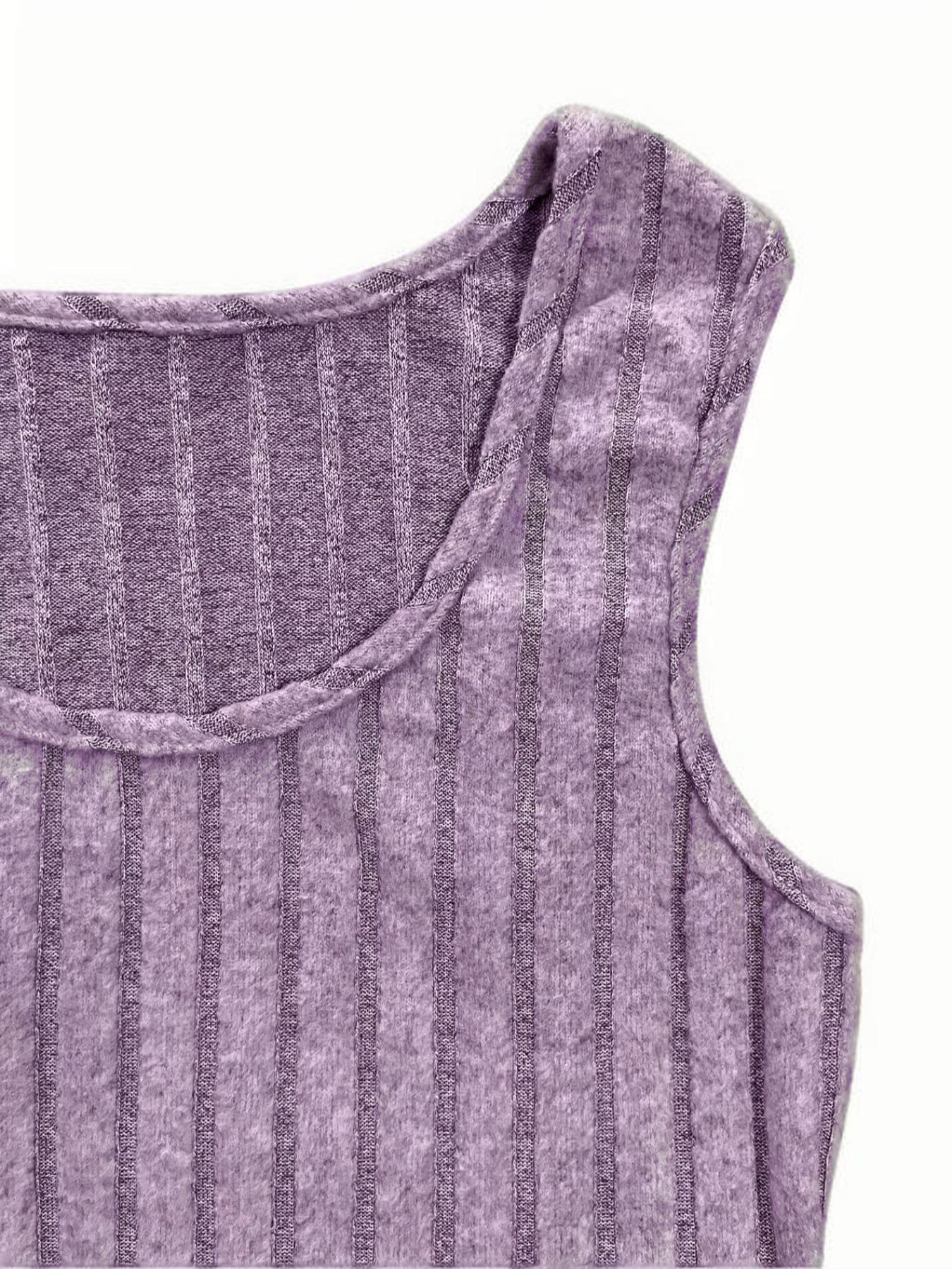 Women's Solid Ribbed Knit Tank Top & Pants & Open Front Long Sleeve Outwear, Casual Comfy Pyjama Set, Women's Sleepwear & Loungewear for Spring & Fall