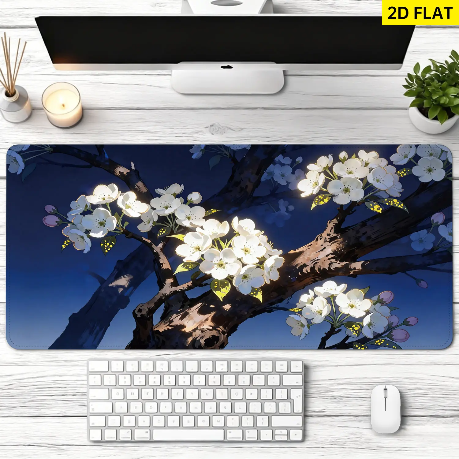 Extra Large 3D Banana Design Cherry Theme Night Sky Art Mouse Pad, Non-Slip Rubber Base, Lock Edge, Washable, Multi-Size, 31.5*11.8 inches(80x30cm), Precision Move, Mouse Support, Premium Desktop Protection Pad for Home, Gamers, Ideal Gift for Family, Gam
