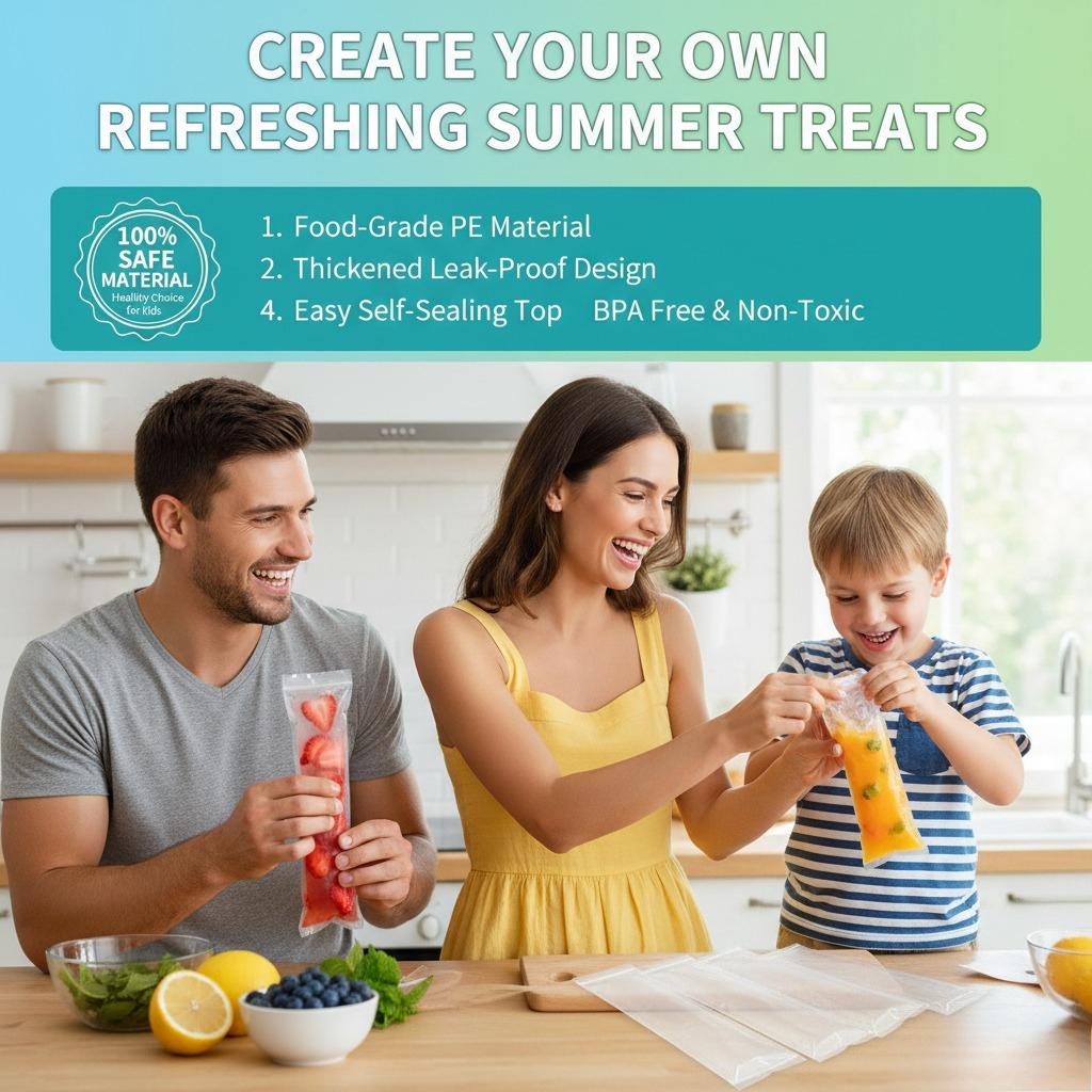 Water injection crushed popsicle disposable pe thickened ice pack mold food grade ice cream popsicle self-sealing bag