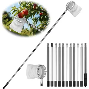 13.8 FT Fruit Picker Tool with Stainless Steel Pole & Soft Basket – Adjustable Tree Fruit Harvester  Apple, Mango, Avocado, Orange, Pear, Lemon & More – Lightweight & Rust-Resistant