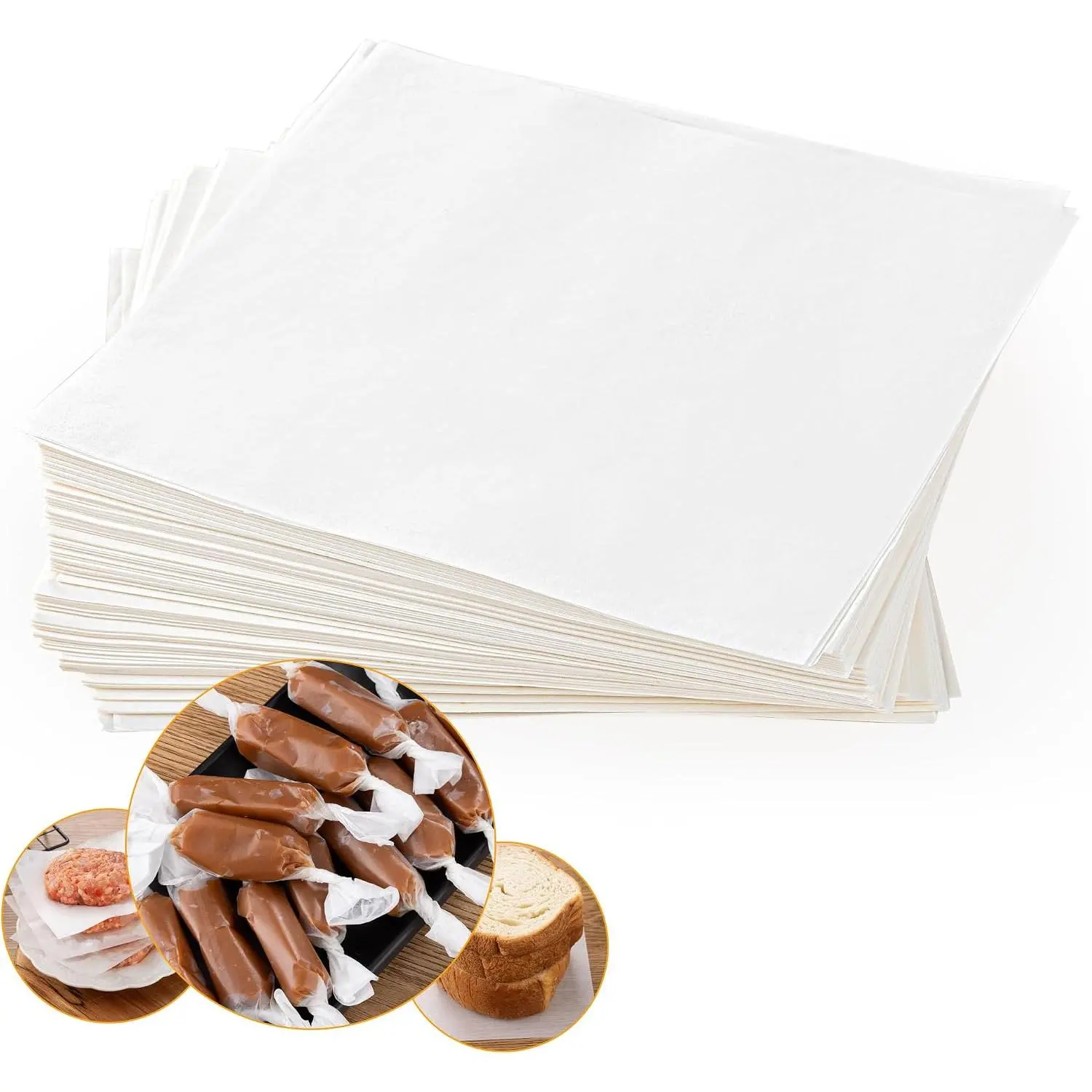 300 Wax Paper Candy Wrappers for Homemade Candy, 5x5"  and Caramel Wrappers, Nonstick  Square Paper Sheet for ,Tamale, Cookies, Hamburger, Butter, Nougat,